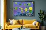 Tropical Fish With Coral - Vibrant Giclée Print | Prints in Paintings by Michelle Keib Art. Item made of paper