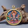 Zodiac Rat Avalokiteshvara Thangka Pendant Art | Ornament in Decorative Objects by Dynasty Artisan. Item made of metal compatible with contemporary and eclectic & maximalism style