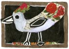 Red Rose Bird | Prints by Pam (Pamela) Smilow. Item composed of paper