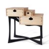 Ash Coriolis End Table w/ Burnt Legs Three Drawer Nightstand | Side Table in Tables by Arid. Item made of wood works with minimalism & contemporary style