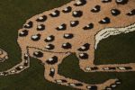 Vintage Gabbeh Persian Runner Rug in Green with Leopard | Area Rug in Rugs by Rug and Kilim