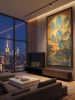 Hand-Painted Silk Wang Ximeng Blue Green Landscape Scroll | Oil And Acrylic Painting in Paintings by Dynasty Artisan. Item made of wood with fabric works with contemporary & eclectic & maximalism style