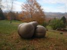 Pear Pair Bench | Public Sculptures by Jim Sardonis. Item made of bronze & granite