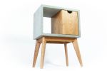 Half 'n Half Blossom | Nightstand in Storage by Curly Woods. Item made of oak wood with concrete works with mid century modern style