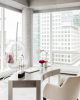 DK-95 Desk Arc Shaped in Smoke Gray Ash | Tables by Antoine Proulx Furniture, LLC. Item made of wood & steel