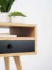 Mid century nightstand, bedside table with one black drawer | Storage by Mo Woodwork | Stalowa Wola in Stalowa Wola. Item made of oak wood compatible with minimalism and mid century modern style