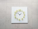 "Mocap WHITE / YELLOW"  illusionistic wall clock | Decorative Objects by JAN PAUL. Item made of wood with metal works with mid century modern & contemporary style