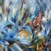 Flower by the Creek II | Oil And Acrylic Painting in Paintings by Kozyuk Gallery. Item composed of canvas in boho or contemporary style