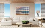 HORIZON Coastal Ocean Seascape Wall Tapestry | Macrame Wall Hanging in Wall Hangings by Wallflowers Hanging Art. Item made of oak wood with wool works with boho & mid century modern style
