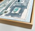 Manifest; Mixed Media Textile Art Painting With Aquamarine | Paintings by Michele Spurza. Item composed of maple wood and canvas in boho or eclectic & maximalism style