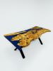Olive Wood Blue Epoxy Table - Live Edge Conference Table | Tables by Tinella Collection | FOODWELL, Manchester in Salford. Item composed of oak wood and metal in minimalism or industrial style