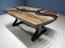 Oval Walnut Smoke Epoxy Resin Coffee Table, Epoxy Dining | Dining Table in Tables by LuxuryEpoxyFurniture. Item made of wood & synthetic