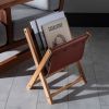 Newspaper Holder, Leather&Wood Storage, Brown | Storage by Halohope Design. Item composed of wood and leather in minimalism or modern style