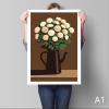 Coffee pot and chrysanthemums | Prints in Paintings by Paul Manwaring Fine Art Prints. Item made of paper compatible with contemporary and modern style