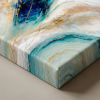 Aqua Currents — Abstract Canvas Artwork in Blue and Gold | Prints in Paintings by Alpenglow Workshop. Item made of canvas works with boho & minimalism style