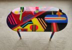 Colorful Abstract Resin Coffee Table, Modern Epoxy Pop Art T | Tables by Epoxy Coffee Table Shop. Item made of wood works with boho & mid century modern style