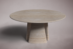Travertine Round Dining Table | Tables by HamamDecor LLC. Item composed of marble in mediterranean or modern style