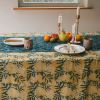 Block Print Tablecloth | Flower Field | Linens & Bedding by ichcha. Item composed of cotton in boho or modern style