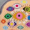 hand-embroidered needlepoint idolEYES original pillow, OOAK | Pillows by Mommani Threads. Item composed of wool in contemporary or eclectic & maximalism style