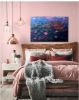 Pink water lilies in the twilight | Oil And Acrylic Painting in Paintings by Elena Parau. Item composed of canvas and synthetic in contemporary or industrial style
