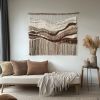 Handwoven Wall Tapestry in Earthy Tones "Sands of Time" | Macrame Wall Hanging in Wall Hangings by Tissage Sauvage. Item made of wood & cotton compatible with boho and country & farmhouse style