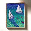 Coastal Sailing & Swimmers | Oil And Acrylic Painting in Paintings by Berezart. Item composed of canvas compatible with eclectic & maximalism and coastal style