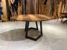 Solid Walnut Round Natural Dining Table | Tables by Gül Natural Furniture. Item composed of wood and metal in minimalism or contemporary style