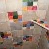 Master Bath Shower | Tiles by Rachel Kaiser Art. Item composed of cement