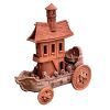 Terracotta Ship On Wheels Fantasy Sculpture | Public Sculptures by RailroadWare Lighting Hardware & Gifts. Item made of ceramic works with contemporary style