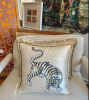 Tiger Hand Painted Pillow On Silk | Cushion in Pillows by ALPAQ STUDIO. Item composed of fabric in minimalism or contemporary style