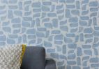 Metolius Chatty Azurite Blue Wallpaper | Wall Treatments by Metolius. Item composed of fabric & paper