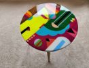 Round Colorful Modern Epoxy Resin Side Coffee Table | Side Table in Tables by Epoxy Coffee Table Shop. Item in boho or contemporary style