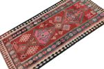 Vintage Shahsavan Persian Kilim in Red, Blue & Pink Patterns | Area Rug in Rugs by Rug and Kilim
