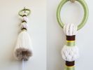 Bobbin Chartreuse Green- Brown Tassel Lamp | Cozy light | Sconces by Light and Fiber. Item made of cotton with metal works with boho & mid century modern style