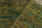 Hand-Knotted Contemporary Rug in Straited Green & Gold | Area Rug in Rugs by Rug and Kilim