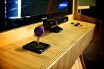 Custom Wood Arcade | Media Console in Storage by Monkwood Studios | The Vault in Orange. Item made of wood