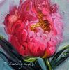 Peony hot pink flower oil painting original | Paintings by Natart. Item in contemporary or traditional style