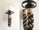 Exquisite Handmade Rope Wall Lamp: Natural Cotton & Jute | Sconces by Light and Fiber. Item composed of cotton & metal compatible with boho and mid century modern style