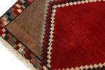 Vintage Gabbeh Tribal Rug in Brown with Red Diamond Lozenge | Area Rug in Rugs by Rug and Kilim