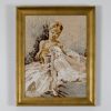 Framed Dancer (Danseuse) Needlepoint | Embroidery in Wall Hangings by Hiraeth Ceramics. Item made of wood with cotton works with contemporary & modern style