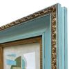 Contemporary Blue and Green Collage in Vintage Frame | Paintings by Suzanne Nicoll Studio. Item made of wood & paper compatible with minimalism and mid century modern style