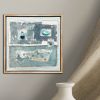 Manifest; Mixed Media Textile Art Painting With Aquamarine | Paintings by Michele Spurza. Item composed of maple wood and canvas in boho or eclectic & maximalism style