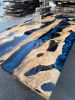 Blue Epoxy Dining Table- Resin Ocean Olive Wood Table | Tables by Tinella Collection. Item made of wood compatible with minimalism and art deco style