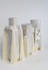 Handmade Vase #703 in White with Cotton Fringe | Vases & Vessels by Karen Gayle Tinney. Item composed of cotton and ceramic in boho or minimalism style