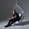 Studio Stirling - Striped Nest Egg Swing Chair with Stand | Chairs by Studio Stirling. Item composed of steel in minimalism or modern style