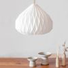 Modern Pendant Light - Linen Lampshade - UME XLarge | Pendants by La Loupe. Item made of linen works with mid century modern & contemporary style