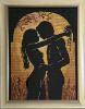 Framed Honeymoon (Lune de Miel) Needlepoint | Embroidery in Wall Hangings by Hiraeth Ceramics. Item made of wood with cotton works with contemporary & modern style