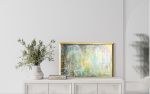 Gold Framed Metallic Olive Green Wall Art | Oil And Acrylic Painting in Paintings by NAMYOONSOOART. Item made of wood & synthetic