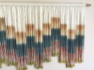 STEPS GOLD Peach Pink Textile Wall Hanging, Custom Fiber Art | Macrame Wall Hanging in Wall Hangings by Wallflowers Hanging Art. Item made of oak wood & fabric compatible with boho and mid century modern style