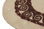 Vintage Persian Felted Oval Rug in Beige with Geometric | Area Rug in Rugs by Rug and Kilim
